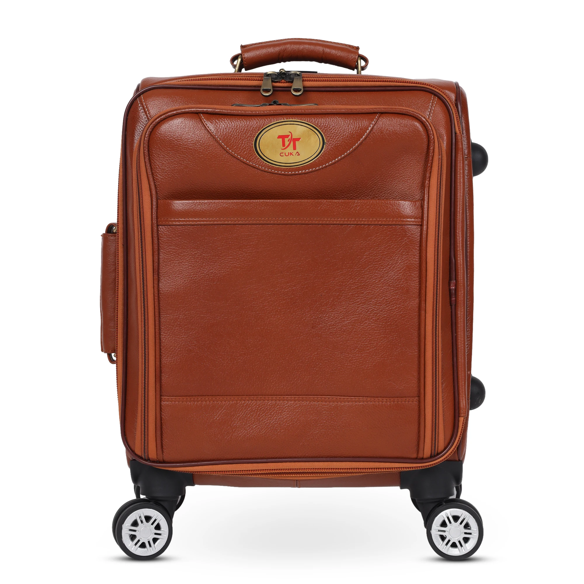 Premium 100% Genuine Leather Trolley Travel Luggage Suitcases Bags ...