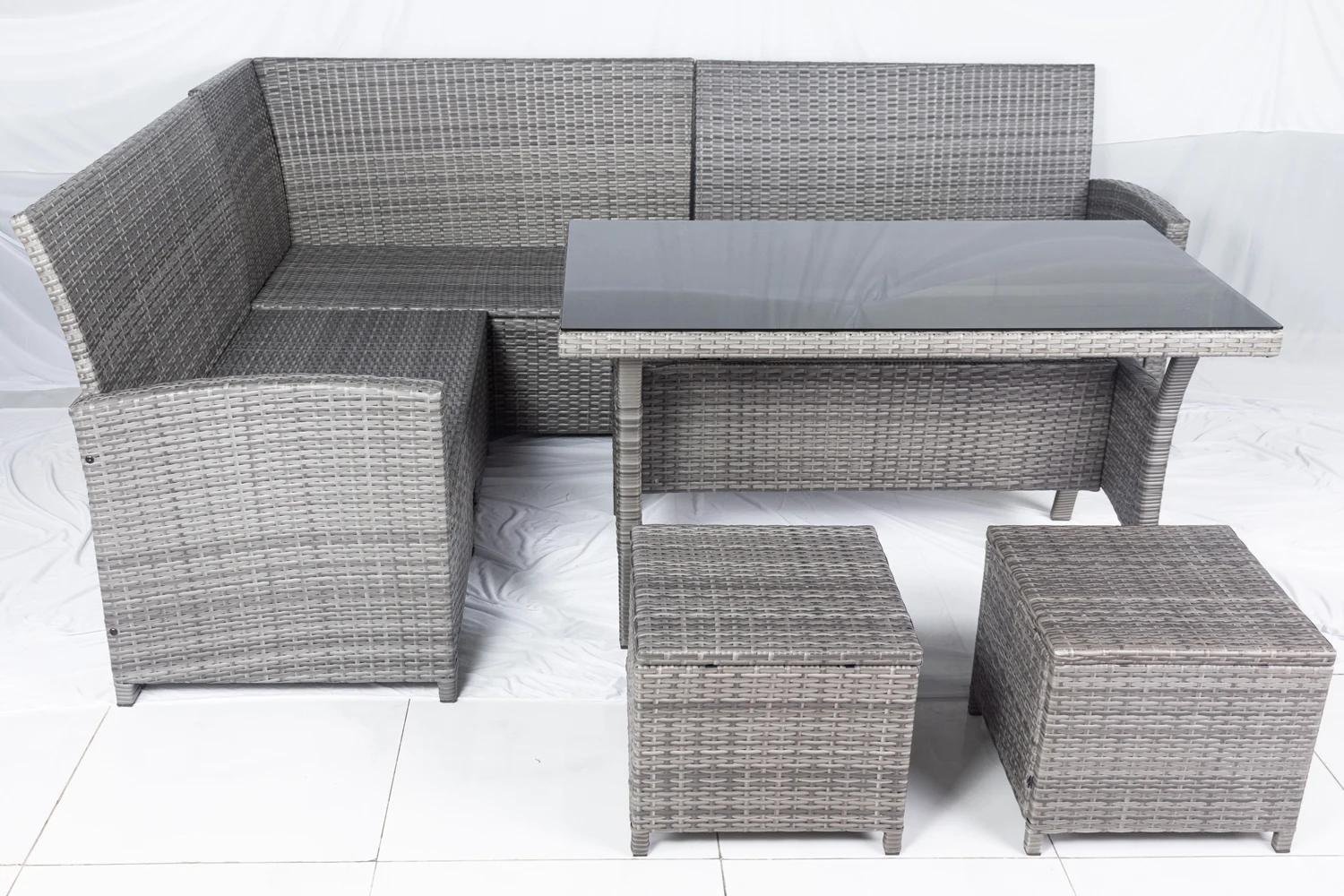 High Quality Cheap Price Pe Rattan Wicker Garden Furniture L Sofa Grey