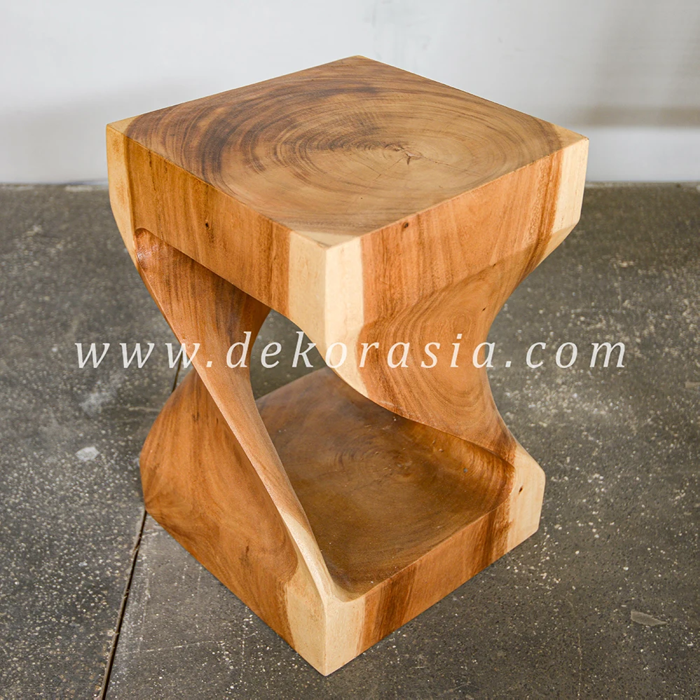 New Design Natural Solid Wood Stool For Living Room,Square Twist Stool