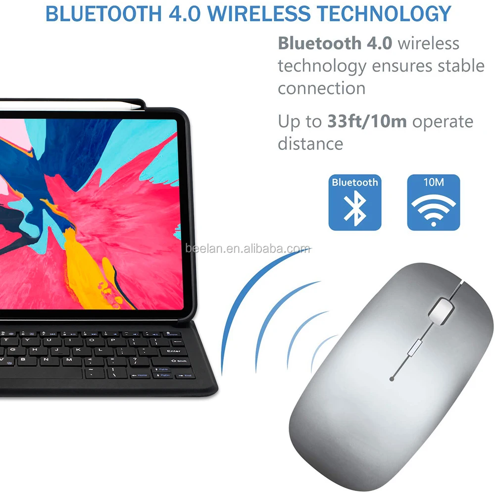 9.7 Wireless Keyboard Mouse Combos Computer Silent Pc Pad Rechargeable Usb Port For Ipad Work