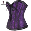 Lavender Femme Steampunk Push Up Trimmer Corset Bustier Overbust Ruffled Top With G String Size S To XXL
