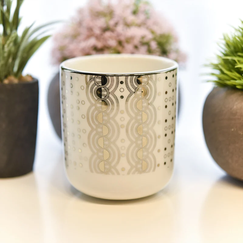 Wholesale Ceramic Candle Holder Wave Dots Pattern Metallic Designs Home Decoration
