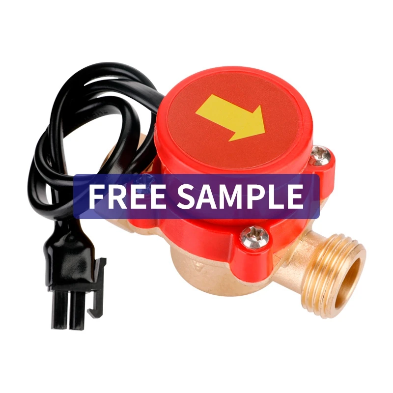 Brass Liquid Flow Switch Red Water Pump Flow Sensor Switch 1/2" To 1/2