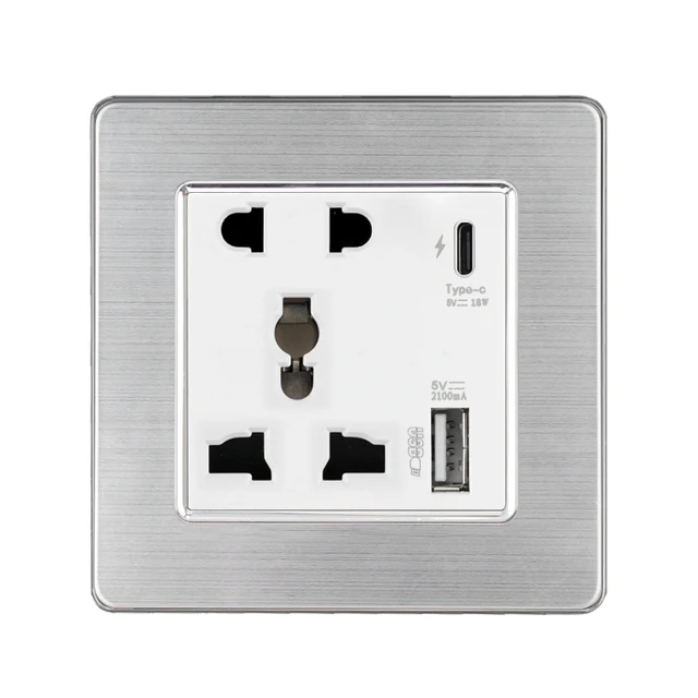 Wall Socket With Type C Interface Usb Charging 18w 4a 13a Universal Power Socket Type C 5 Pin 