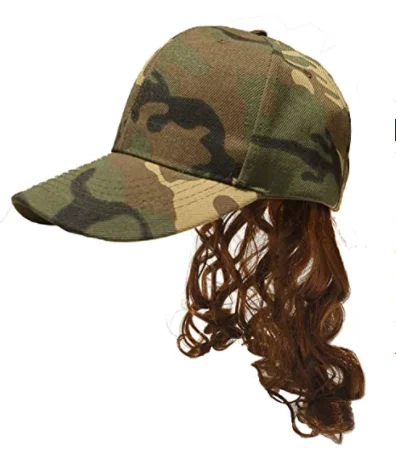  Watt's Wigs - Mullet Hat with Hair - Hillbilly Camo