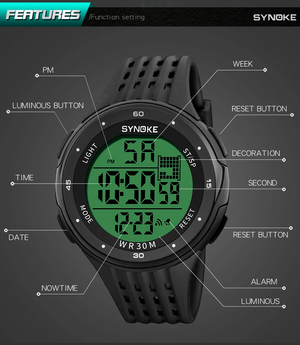 Montre connectée sport,SYNOKE-Sports de plein air étanches