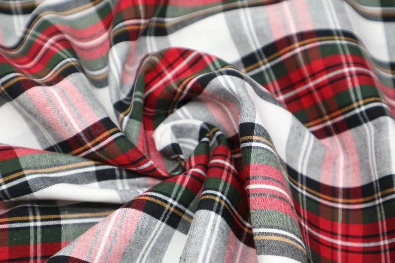 Factory Custom Single Peach Brushed Twill Yarn Dyed Woven Plaid Fabric