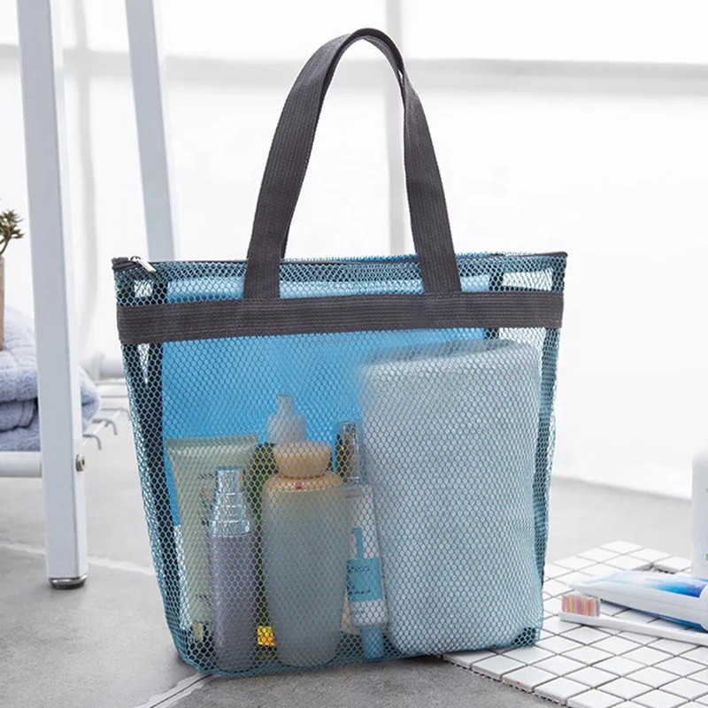 Custom Beach Bags Storage Floral Mesh Tote Handbags Women Outdoor Swimsuit Collect Package Bath Toiletry Bag