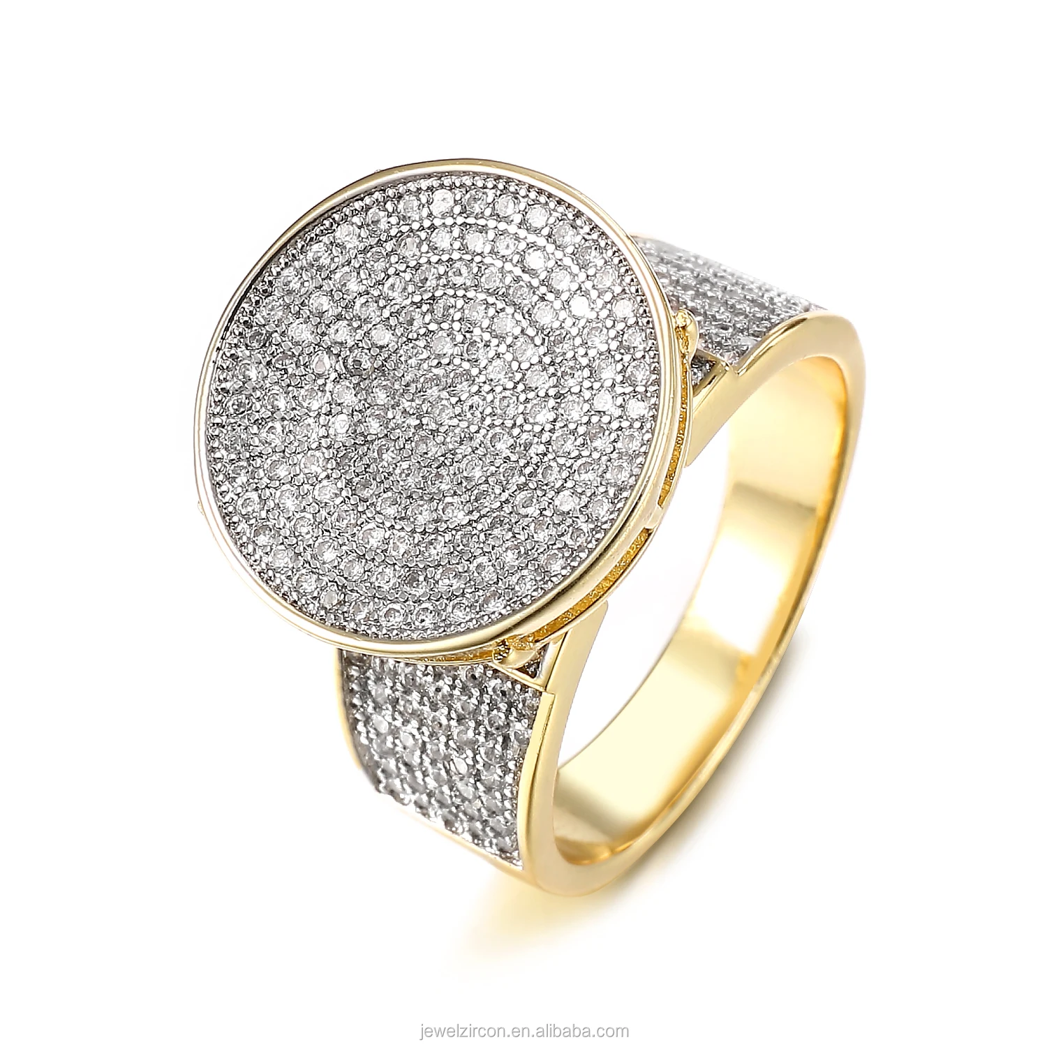 925纯银首饰冰封立方氧化锆钻石铑订婚嘻哈戒指