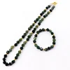 Stonetotal new style moss agate jewelry bracelet and necklace two-piece set for woman
