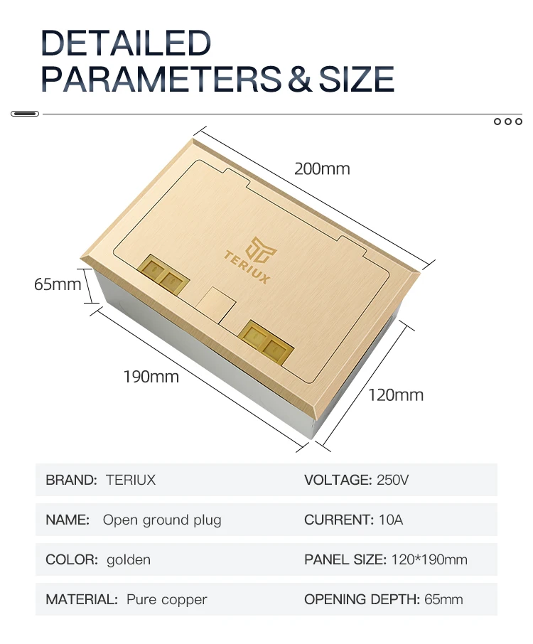 Double commercial open type brass multifunctional floor socket box