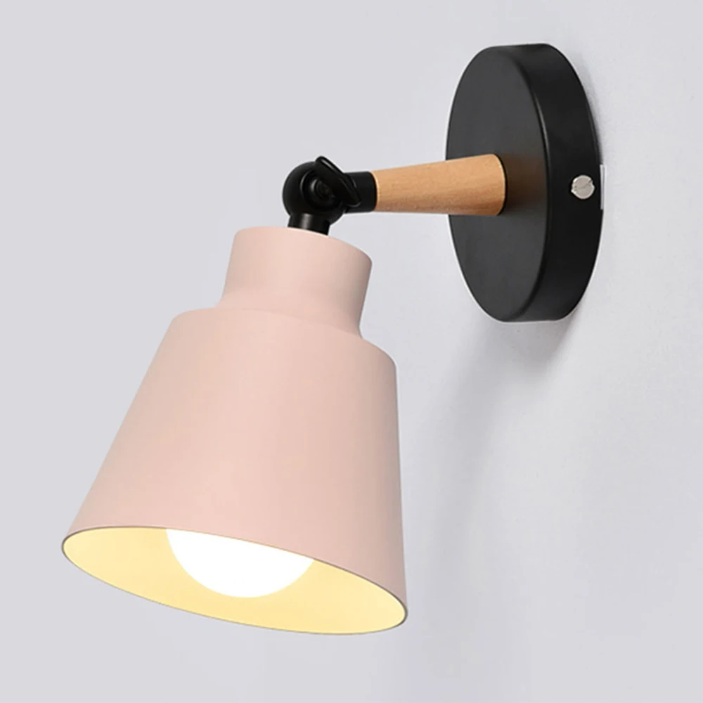 Nordic Wood Wall Lights Bedroom Beside LED Lights Macaroon Modern E27 Wall Lamps LED Restaurant Bar Lighting