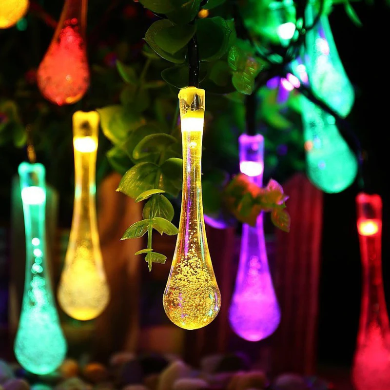 20 led Water Drop string solar decorative lights Diwali holiday lighting christmas tree decoration lights outdoor details