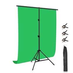 PULUZ 1x2m T-Shape Photo Studio Background Support Stand Backdrop Crossbar Bracket Kit with Clips( Green)