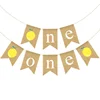 Jute Burlap One Banner with Lemon Summer Lemonade Boy Girl 1st Birthday Party High Chair Bunting Garland Decoration