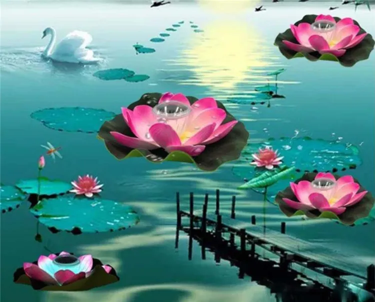 4C HiCollie 2021 Lumière de Lotus Imperméable à l/'eau Solaire Multicolore LED Couleur Changeante Lotus Fleur LED flottantes étanches Jardin Piscine Bassin