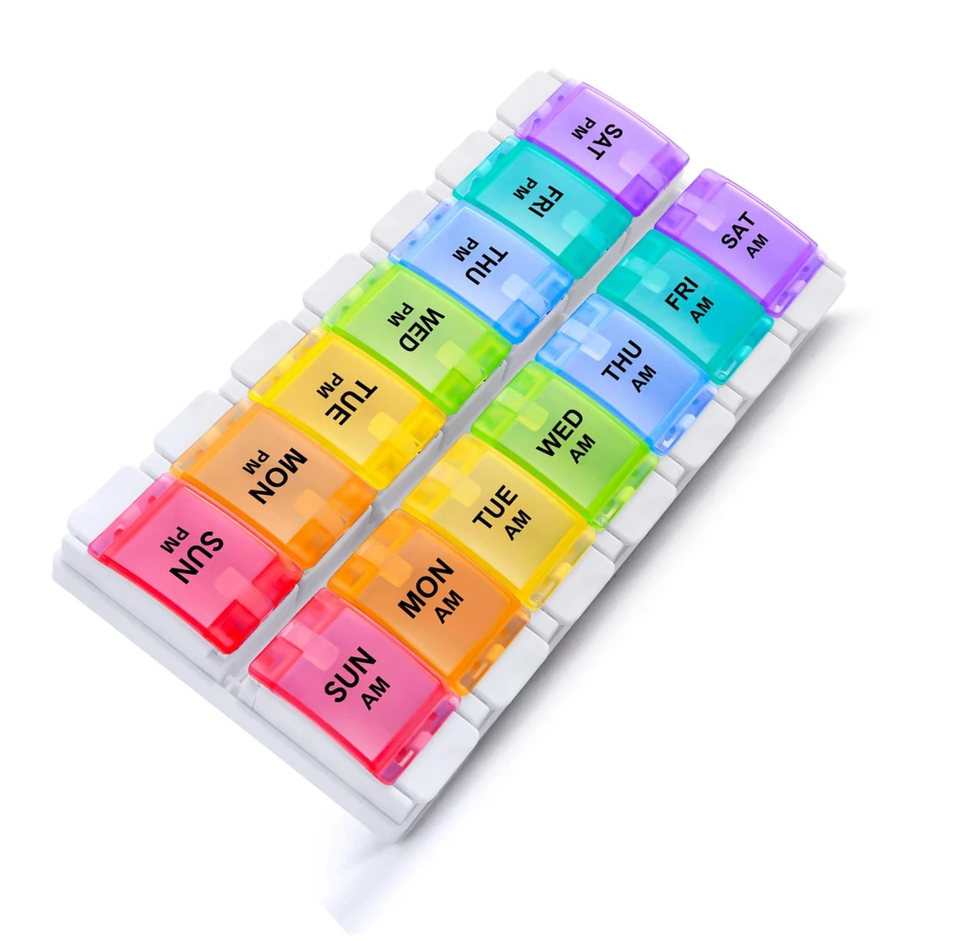 Pill Organizer 2 Times A Day,Easy Open Am Pm Pill Box With Push Open