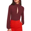 Women Sexy Fashion Style Open Chest Bishop Halter Rayon Ruched Blouses