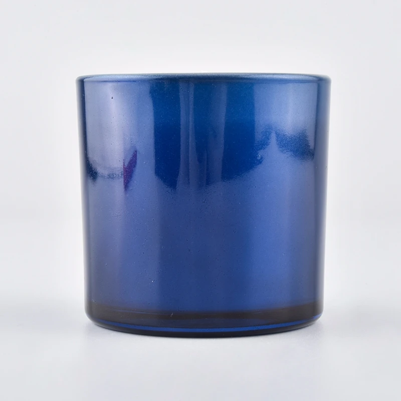 blue glass candle jar
