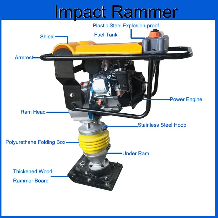 road compacting machine gasoline vibratory soil tamping rammer