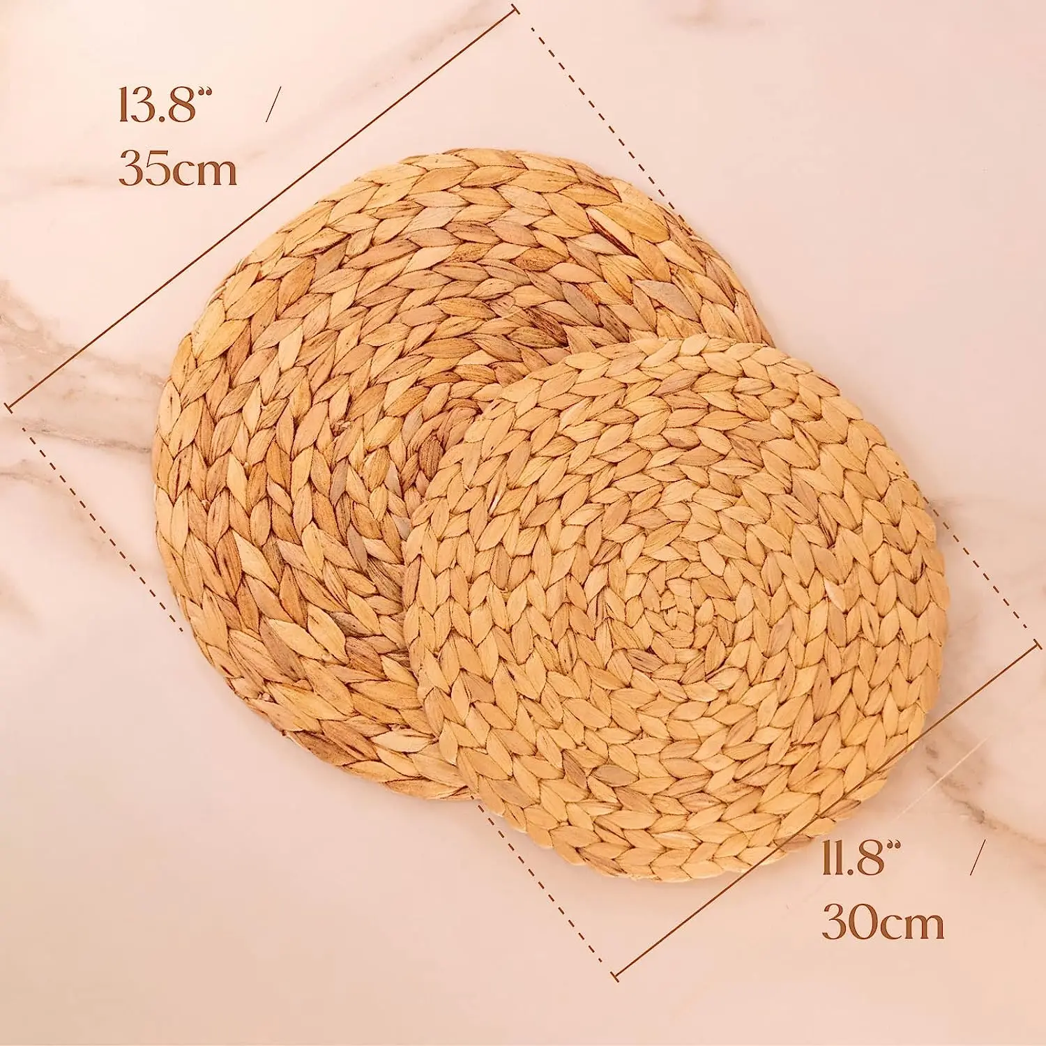 Round Woven Placemats Natural Water Hyacinth Braided Straw Table Mats