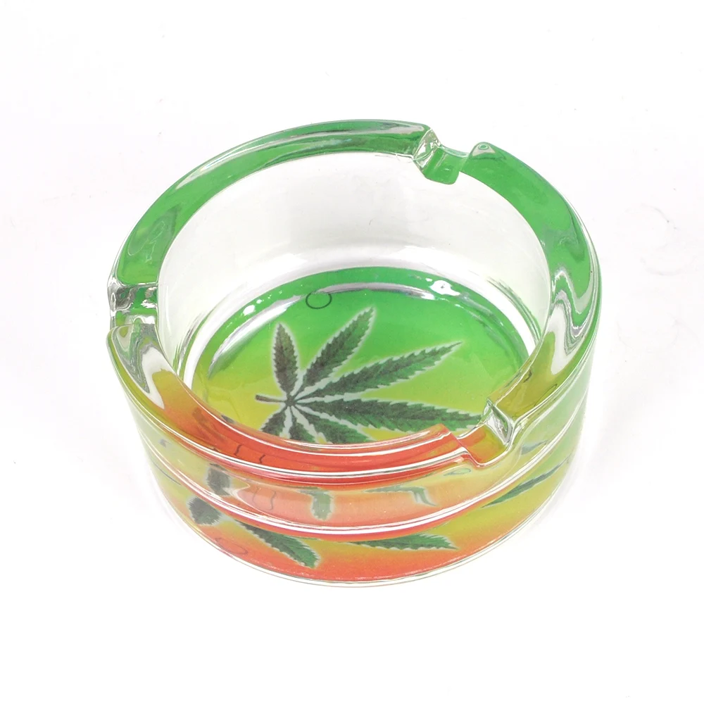 Wholesale Custom Lixury Round Clear Glass Spining Cigar Ashtray Lav