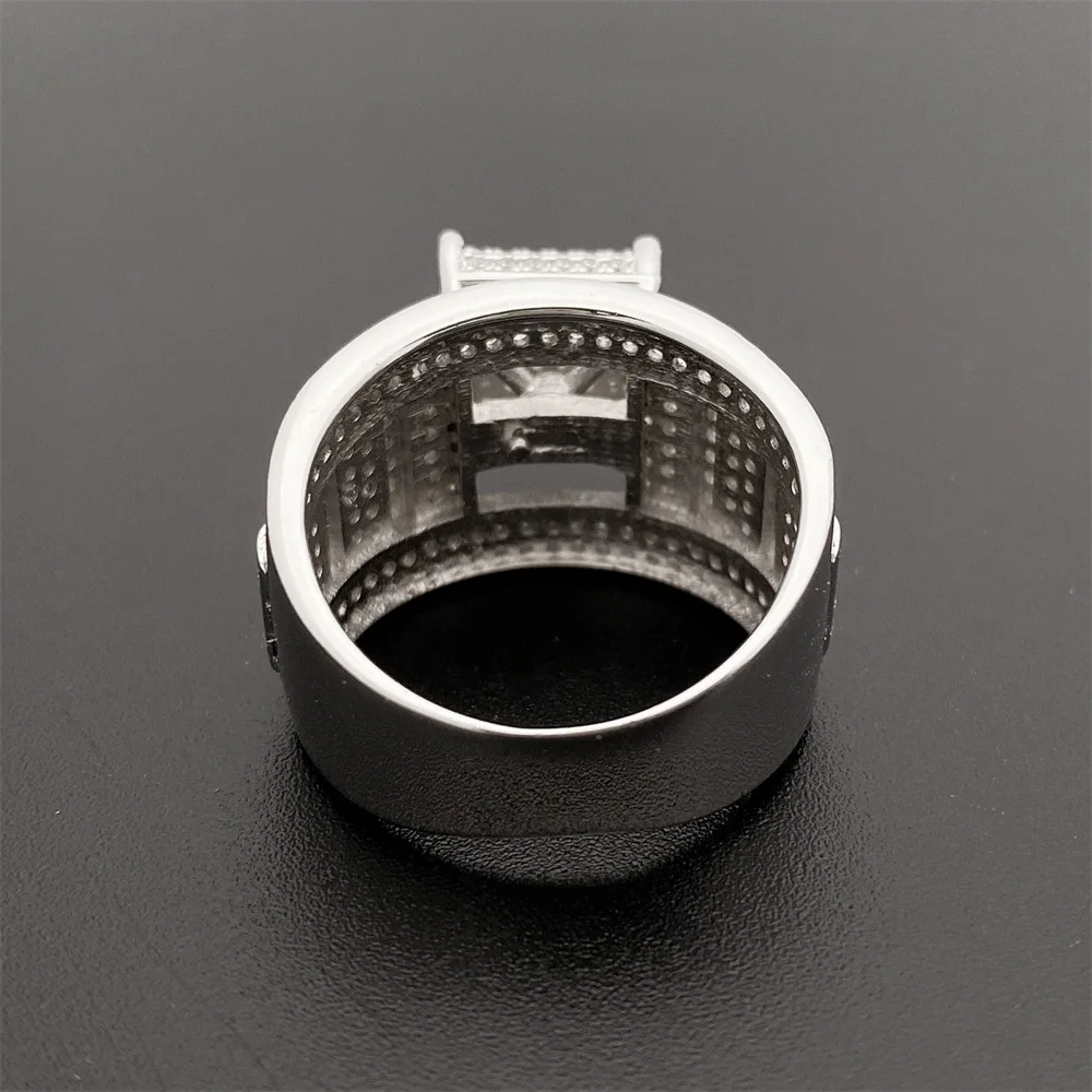 Classic S925 Silver Ring Set Aggressive Hip Hop Trend with D Color Moissanite Fashionable for Men and Women