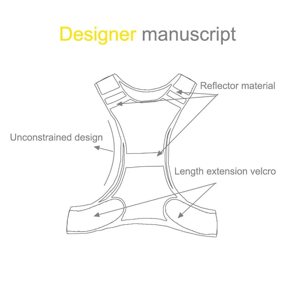 Hi vis Night Running Jogging Cycling Hiking Motorcycle Reflective Safety Vest with Pocket & Adjustable Strap