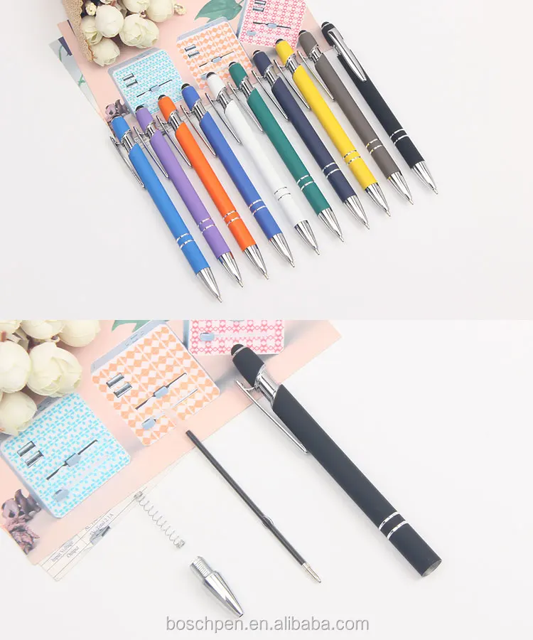 Promotion Soft Rubber Coated Ball Pen Aluminum Stylus Pen Touch Pen