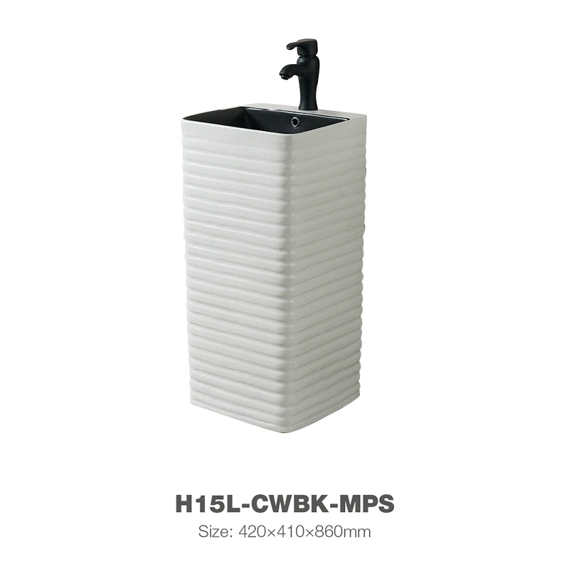 Factory Direct Selling Ceramic Basin White Color Sink Basin With Black Faucet H15L-CWBK-MPS