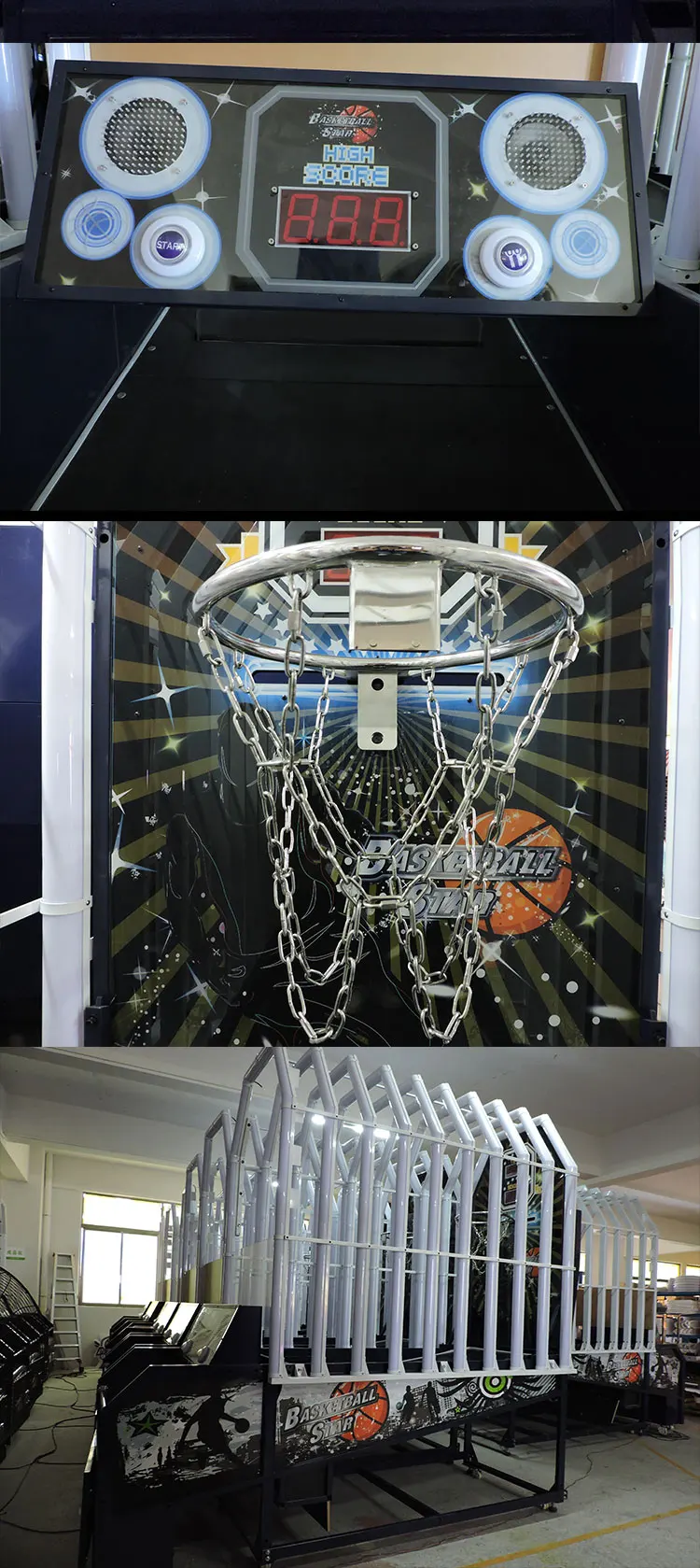 Threeplus Adults Malaysia Sport Coin Operated Cool Basketball Star Arcade Game Machines Game Center for Sale