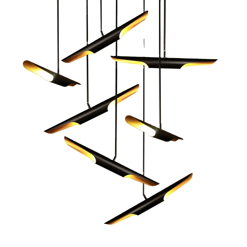 Italy new design aluminum pipe chandelier led hanging lamps luxury modern black gold E14 LED pendant light for restaurant