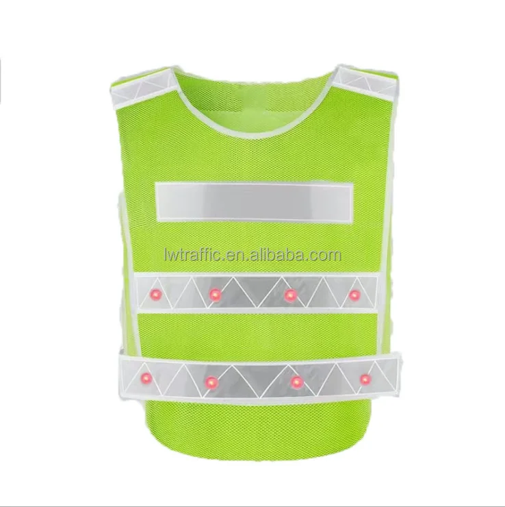 2022 New Style Red Light Flashing Running Vest Hi Vis Led Reflective