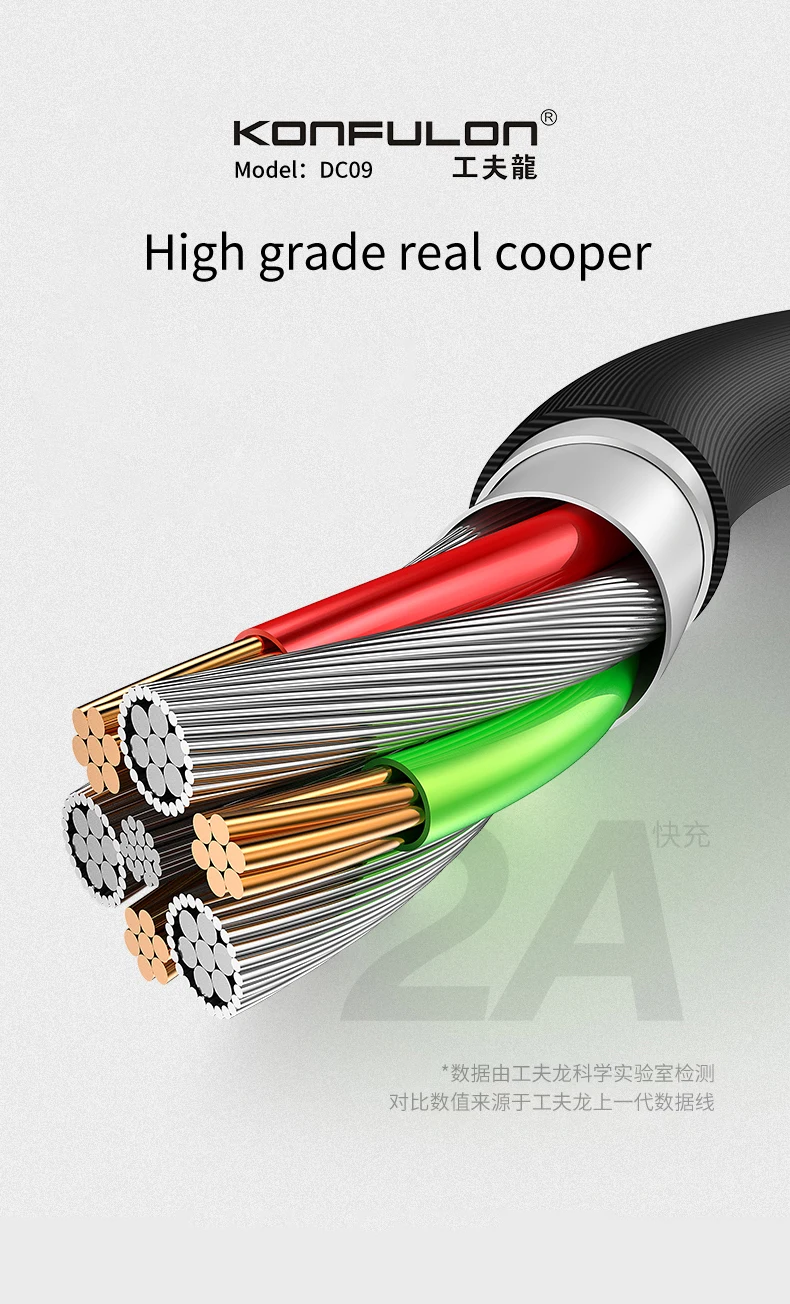 Konfulon Colorful Voice Control Flowing LED Light Micro USB Cable for Smartphones - ANKUX.COM