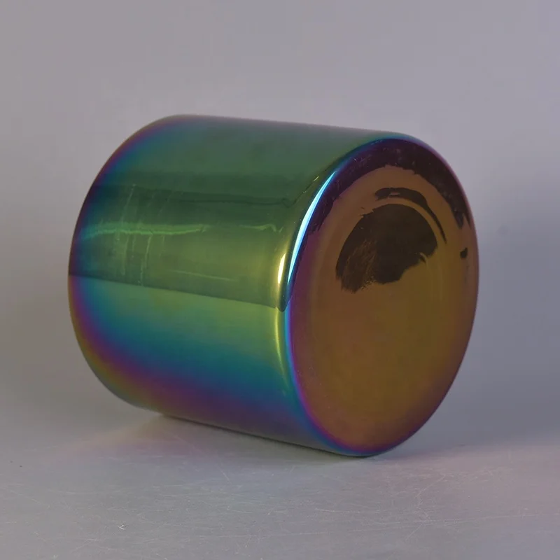 Luxury electroplating spraying candle holder glass votive candle jar home decorative factory