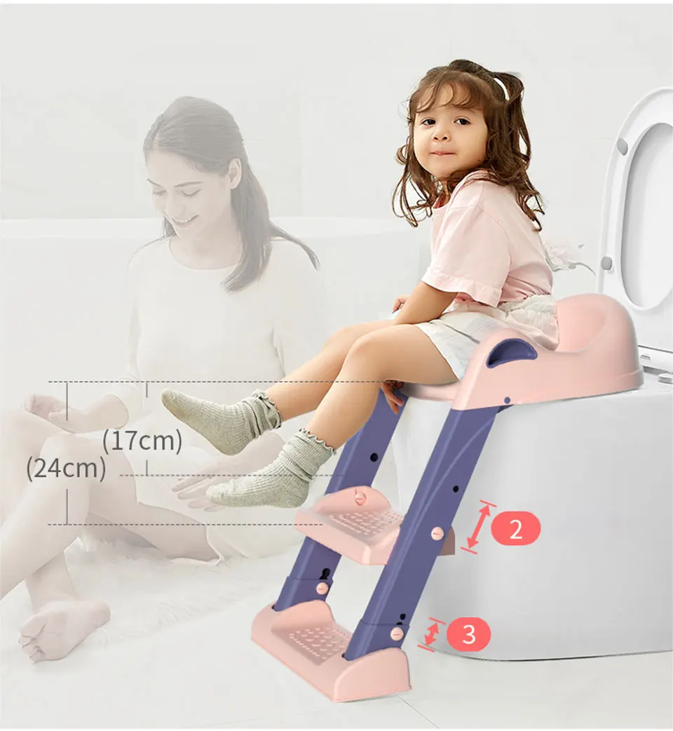 D-Colorful kids toilet seat ladder baby toilet with soft pad chair for potty training