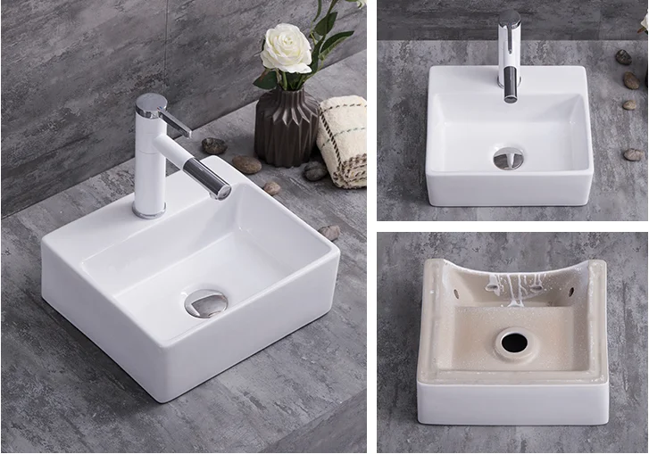 Tarpul Factory Price White Rectangular Small Size Ceramic Countertop Basin Art Basin for Lavatory Bathroom factory