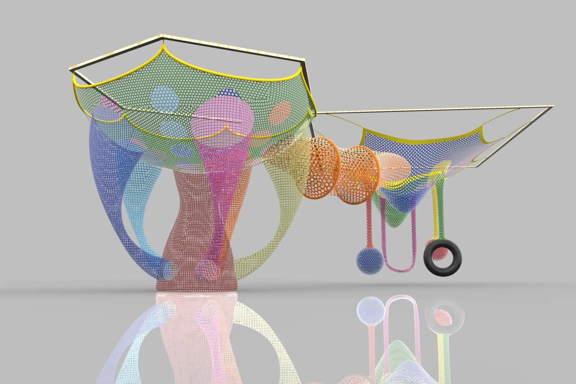 Rope-based  rainbow climbing nets for children playground amusement
