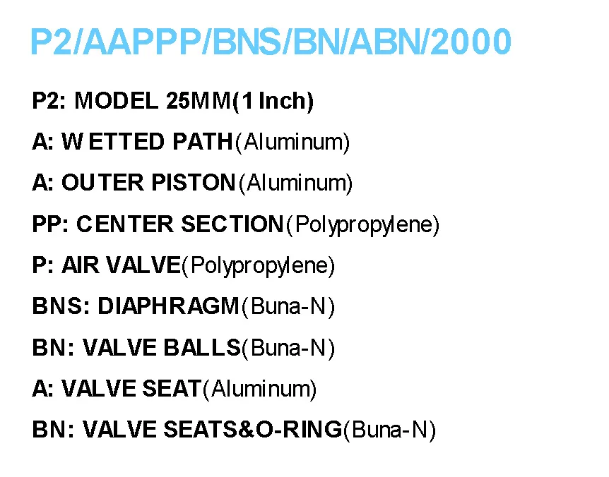 Wilden Pneumatic Diaphragm Pump P2/AAPPP/BNS/BN/ABN/2000 Wilden Хөнгөн цагааны хайлшин насос нь PP Агаарын хавхлаг нийлүүлэгчтэй