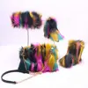 wholesale factory women fur snow boots with matching purse and headband ladies 3 pieces set winter outside snow fur boots
