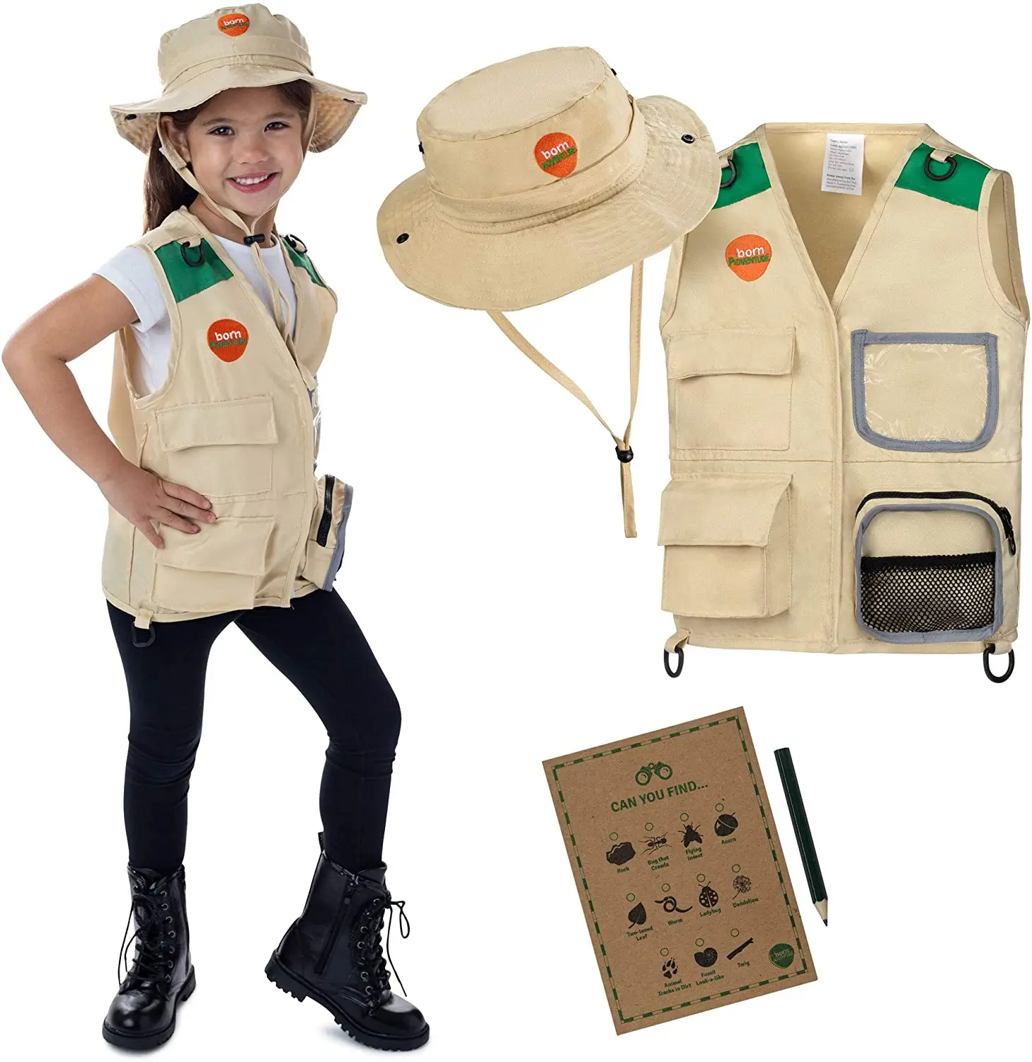 Kinder Explorer Set mit Safari Weste & Hut-Premium Outdoor Geschenke Spielzeug für 3-12 