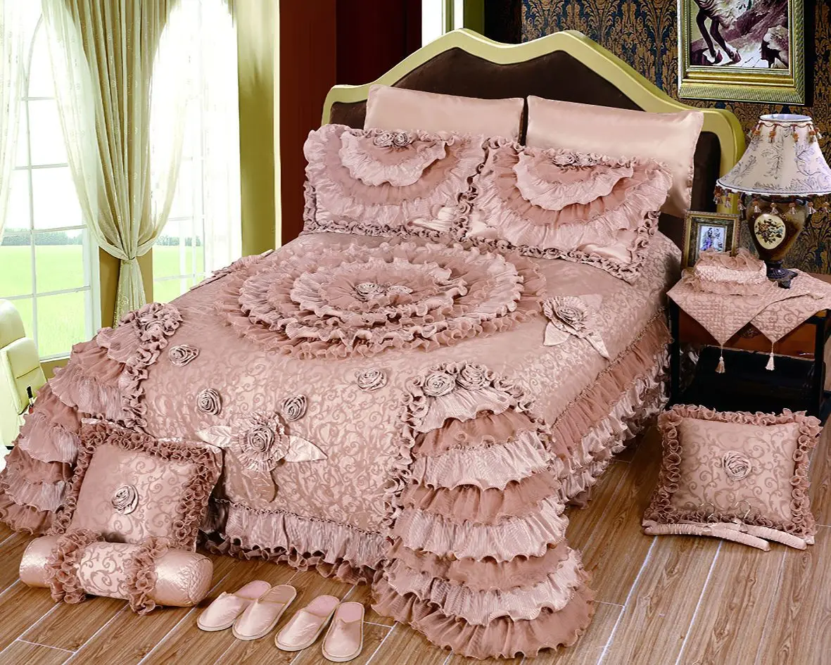 Wholesale Luxury Beautiful Lace Romantic Wedding Bed Sheet Cover