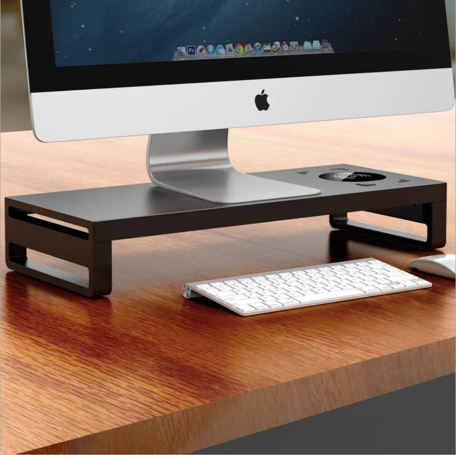 Aluminum Alloy Pc Monitor Laptop Desk Stand Riser With Usb Hub Charger