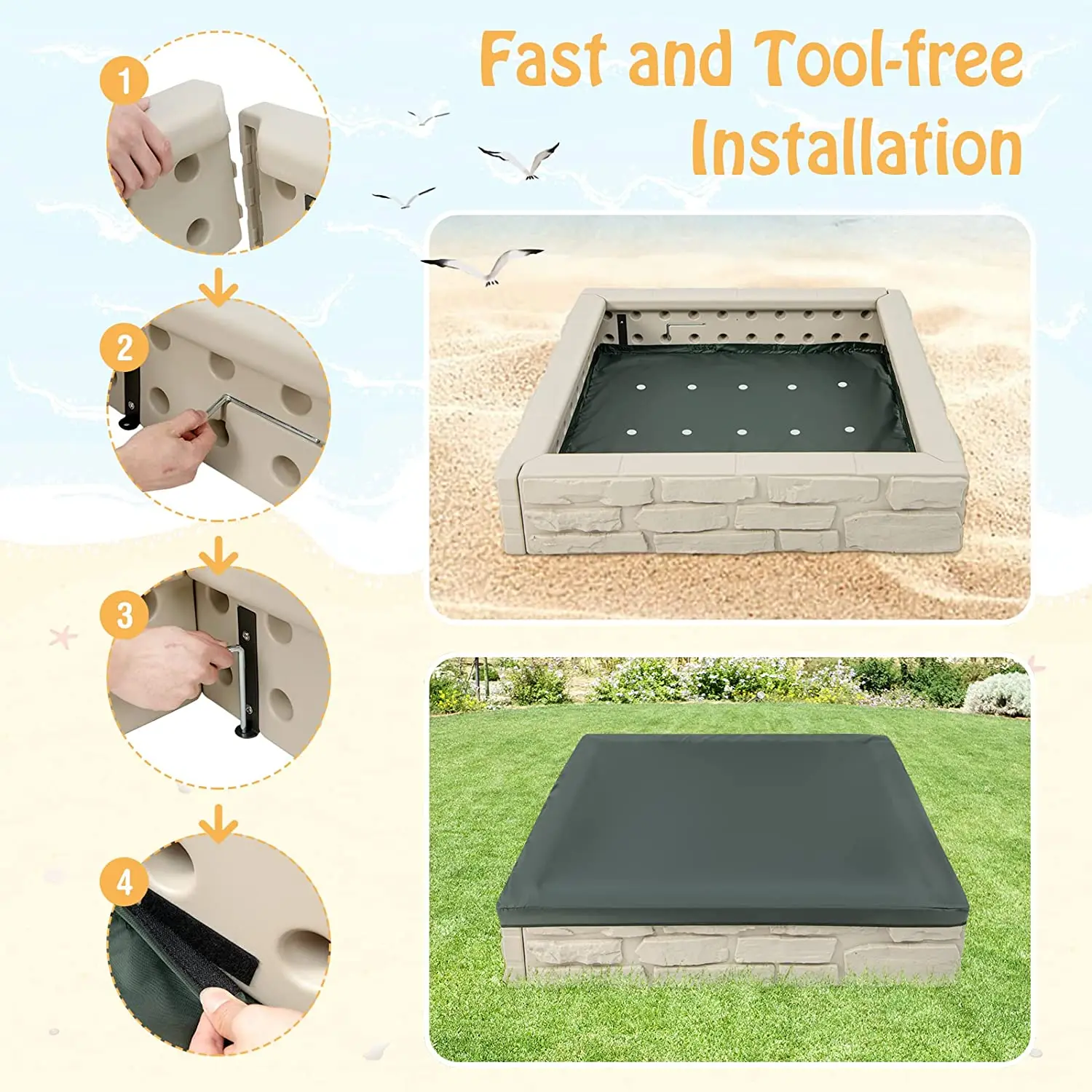 Wholesale Good Quality Plastic Sandbox for Kids Sandpit