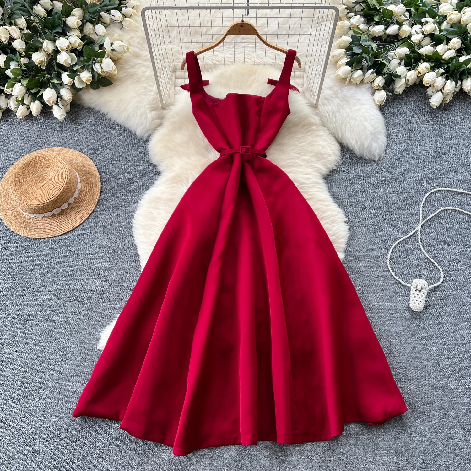 midi dress white formal Novoli Floral Embroidery Midi Dress White