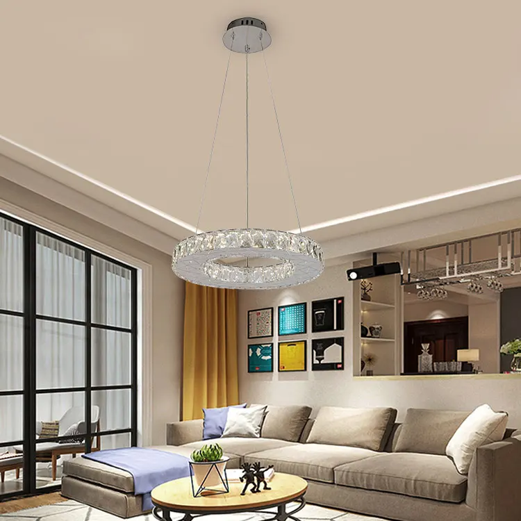 Ganva Living Room Bedroom Dining Room Home Deco Hanging Circle Rings LED Chandelier Pendant Light