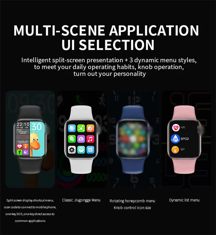 HW12 Smartwatch series 6 1.57 inch Full Touch Smartwatch Fitness Tracker Blood Pressure Custom wallpaper Smart watch HW12