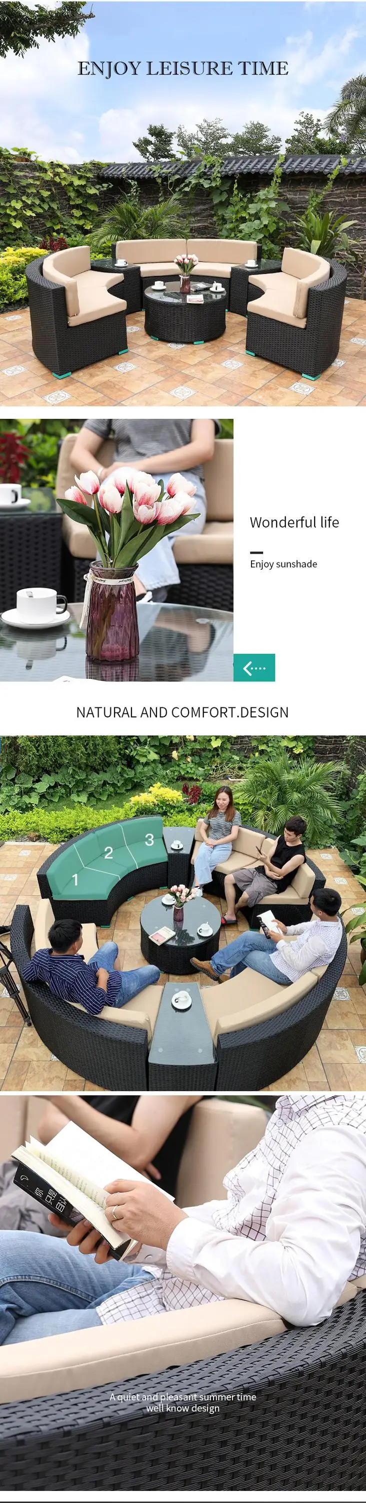 Foshan Patio Furniture Outdoor Sofa Rattan Outdoor Sofa Set Commercial