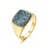 Factory Price Wholesale Cool Men Signet Rings Jewellery Natrual Marble with cushion shape