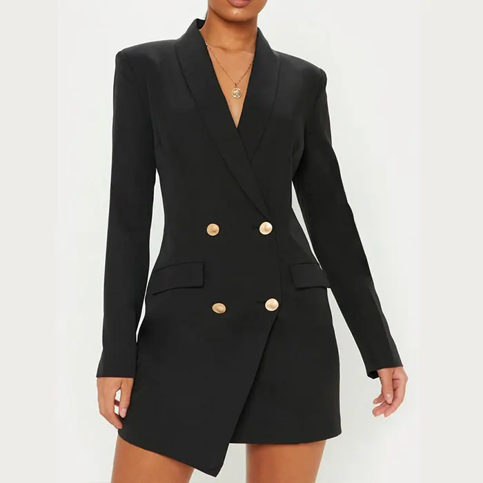 
Autumn Winter Suit Blazer Women New Casual Double Breasted Long Jackets Elegant Long Sleeve Ladies Blazers Outerwear 